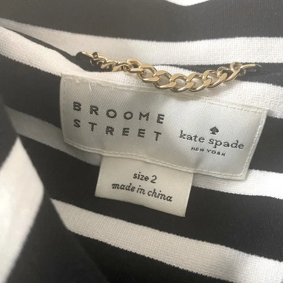 Kate Spade Broome Street Striped Size 2 Gold Button Blazer/Jacket Front Pockets - Picture 2 of 13